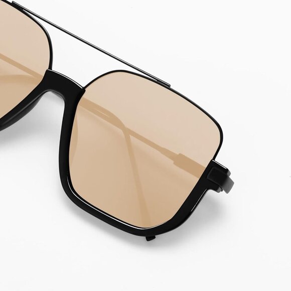 Retro Oversized Aviator Sunglasses for Women Men Square Semi-Rimless Sun Glasses - Picture 8 of 9